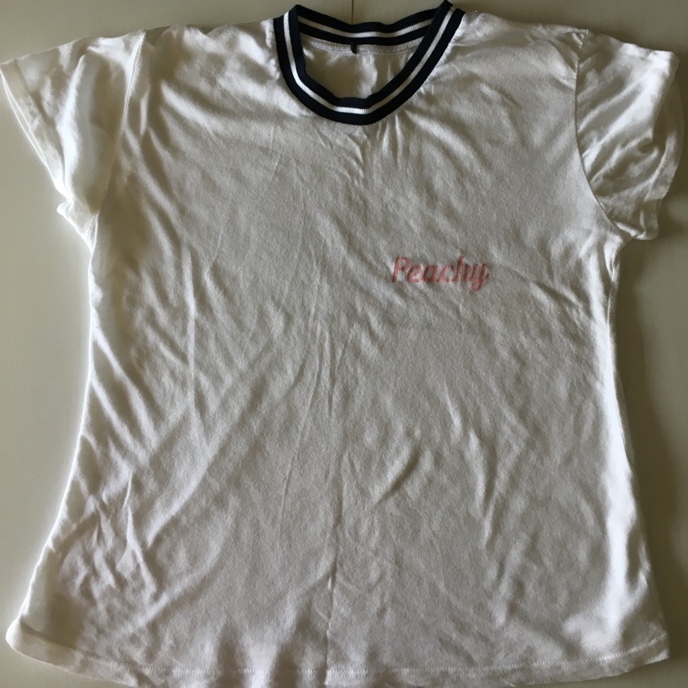 brandy melville white peachy shirt